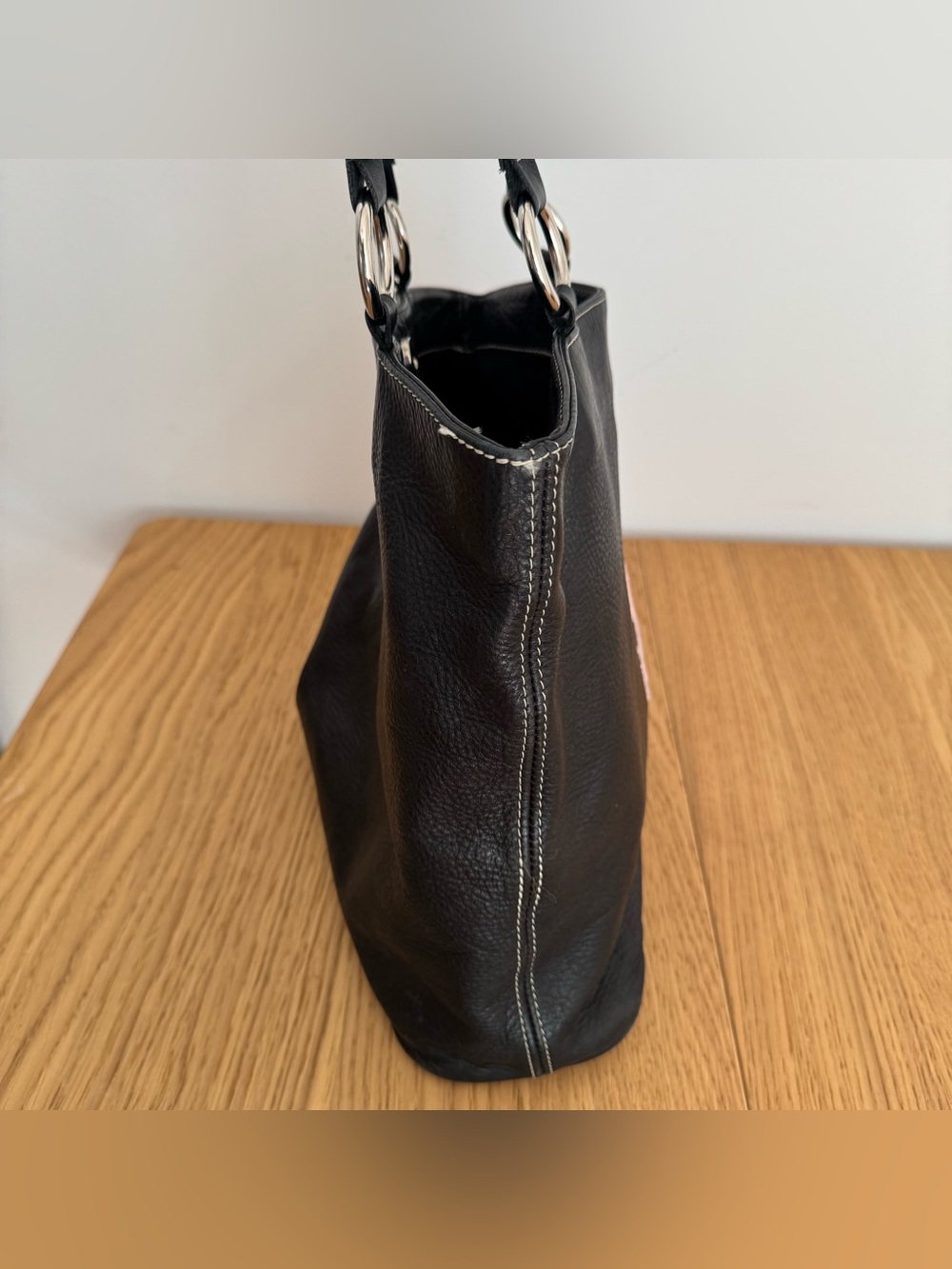 Roots Black Shoulder Tote with Pink Logo Accent - Picture 7 of 11